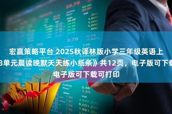 宏赢策略平台 2025秋译林版小学三年级英语上册《1~8单元晨读晚默天天练小纸条》共12页，电子版可下载可打印