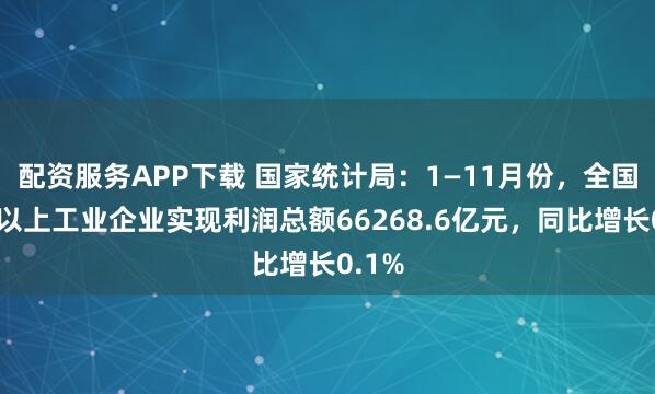 配资服务APP下载 国家统计局：1—11月份，全国规模以上工业企业实现利润总额66268.6亿元，同比增长0.1%
